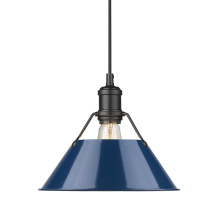 Golden 3306-M BLK-NVY - Yep by Golden Lighting Orwell 1-light 10in Pendant in Matte Black and Navy Blue shade